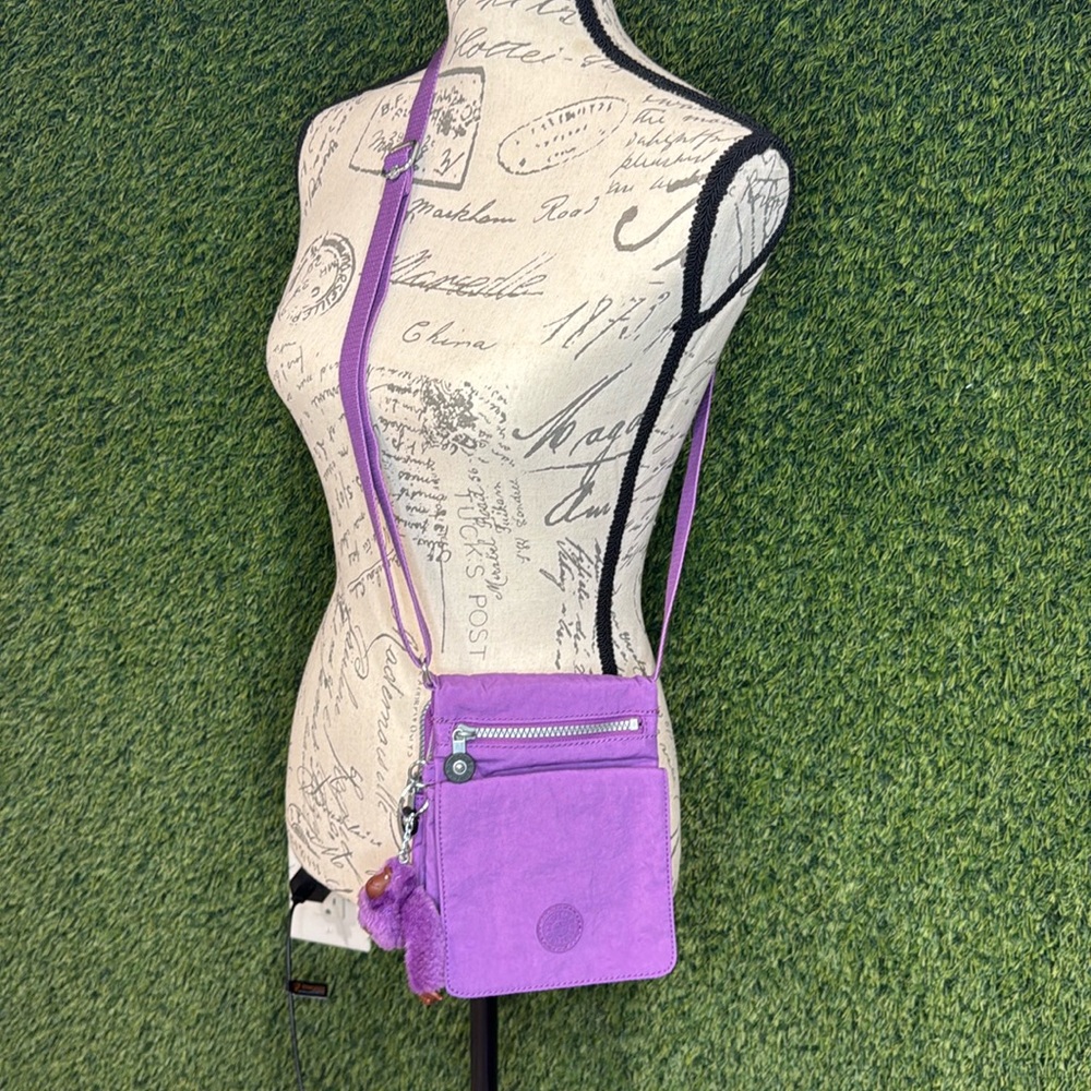 Kipling Purple Crossbody Bag with Monkey Keychain